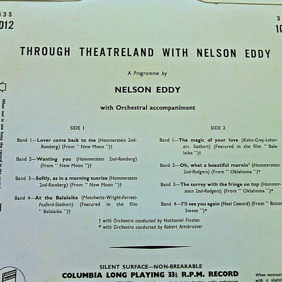 Nelson Eddy Vintage Original Pressing Vinyl LP Through Theatreland Stage Musical - Picture 14 of 16